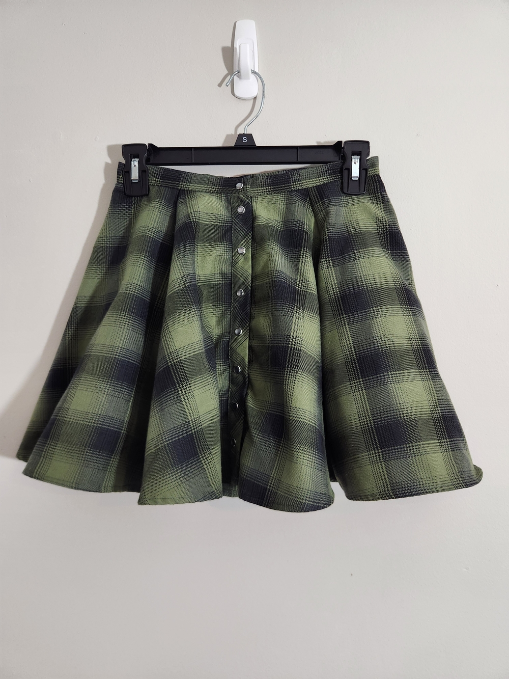 DIXXON Green Plaid Button-Front Skater Skirt Alt Huntress Alternative Woodsy